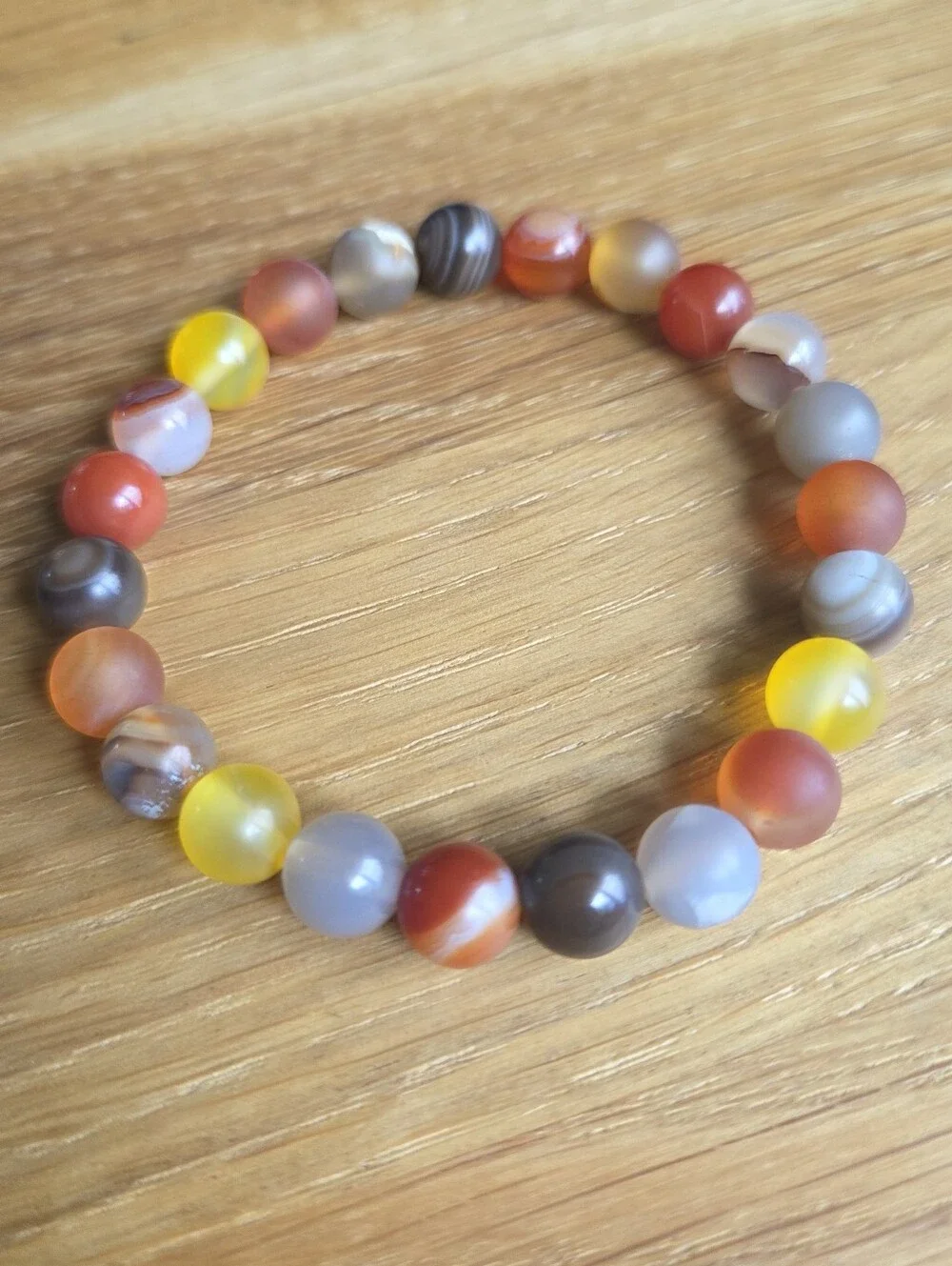 Carnelian & Agate Beaded Stretch Beaded Bracelet | Handmade